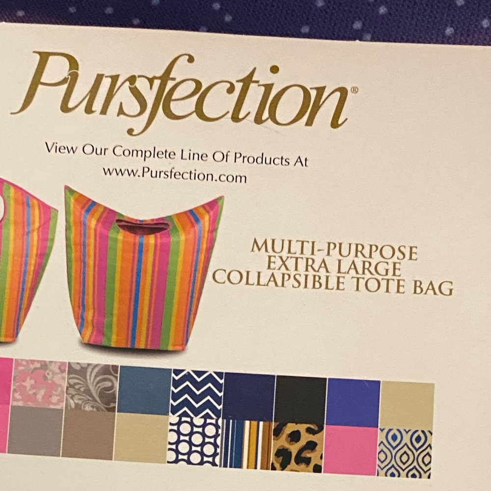 Pursfection XL Tote NWOT - Purple w/White Dots